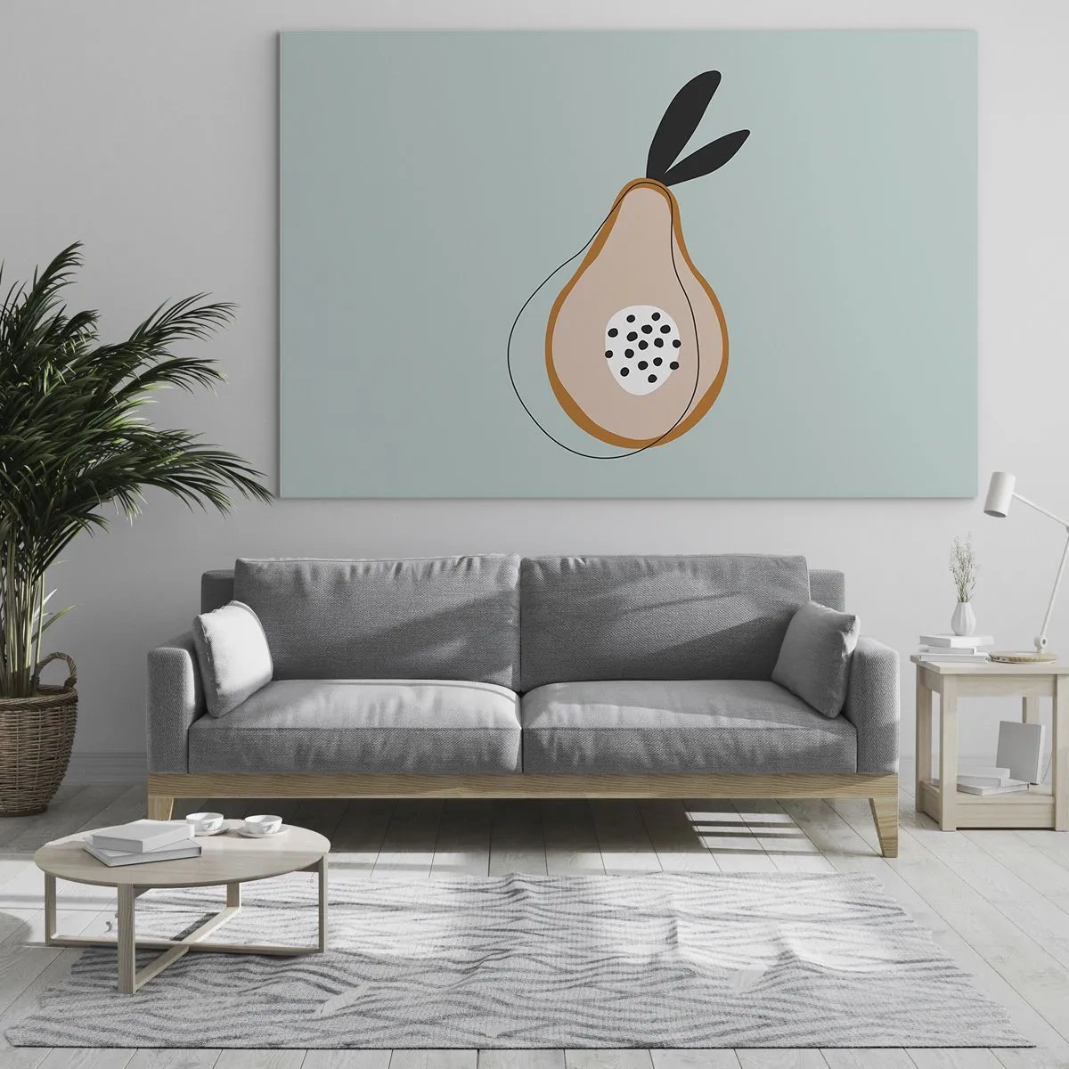 Glasbild - Bild auf glas - Abstrakte Darstellung einer Birne im minimalistischen Stil - 70x50cm - Durchdringe die Natur der Dinge - Moderne Wanddekoration für Wohnzimmer und Schlafzimmer ARTTOR
