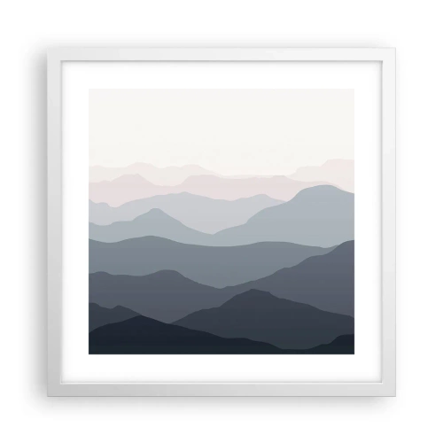 Poster in einem weißen Rahmen - Wellen der Berge - 40x40 cm