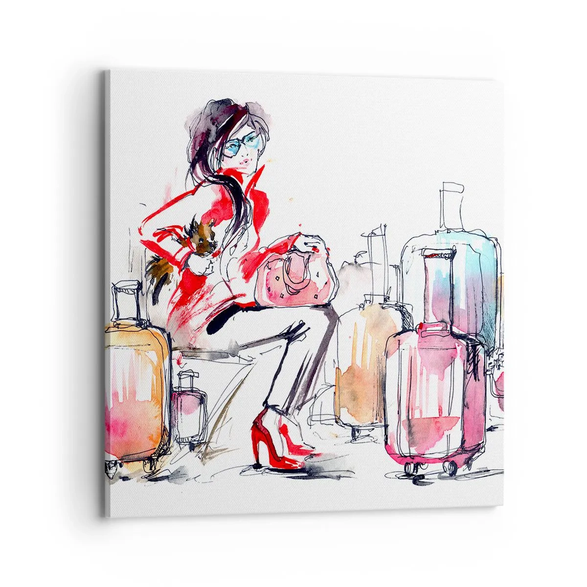 Bild auf Leinwand - Leinwandbild - Setzen wir uns vor der Reise hin - 70x70 cm