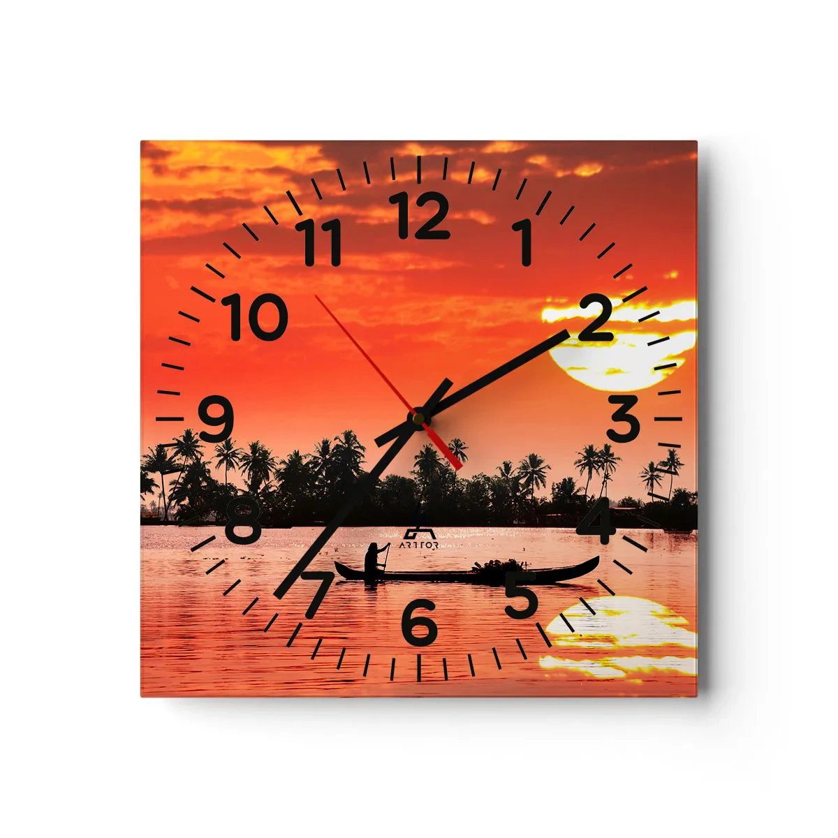 Wanduhr - Glasuhr - Die Ruhe der Tropen bei Sonnenuntergang - 30x30 cm
