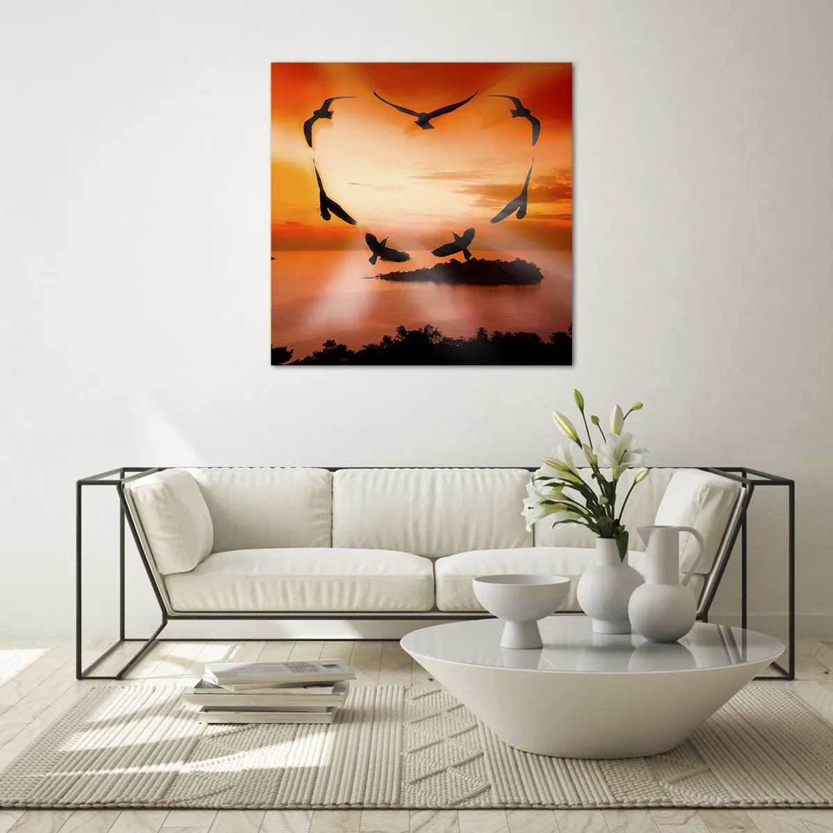 Glasbild - Bild auf glas - Liebe die Welt wie Vögel - 50x50 cm