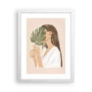 Poster in einem weißen Rahmen - Geheimnisvolles Porträt mit Fächer - 30x40 cm