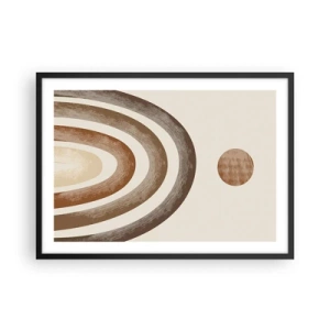 Poster in einem schwarzem Rahmen - Geometrisches Planetenmotiv in Brauntönen - 70x50cm - In einer weit entfernten Galaxie - Moderne Wanddekoration für Wohnzimmer und Schlafzimmer ARTTOR