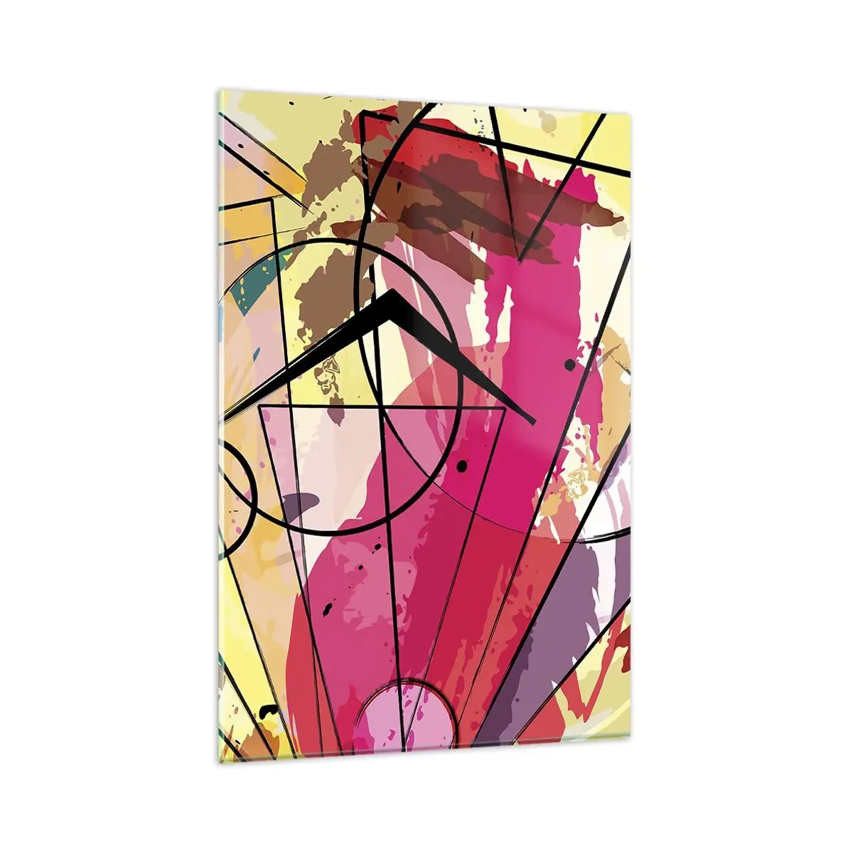 Glasbild - Bild auf glas - Abstraktion mit Linien und geometrischen Formen - 80x120cm - Explosion - Moderne Wanddekoration für Wohnzimmer und Schlafzimmer ARTTOR