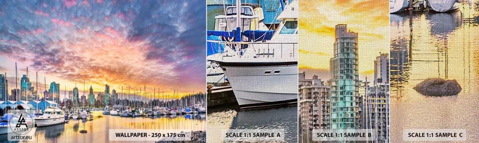 Fototapeten Muster Premium Canvas - Die Stadt der tausend Seefahrer - Landschaft, Stadt, Hafen - 100x30 cm
