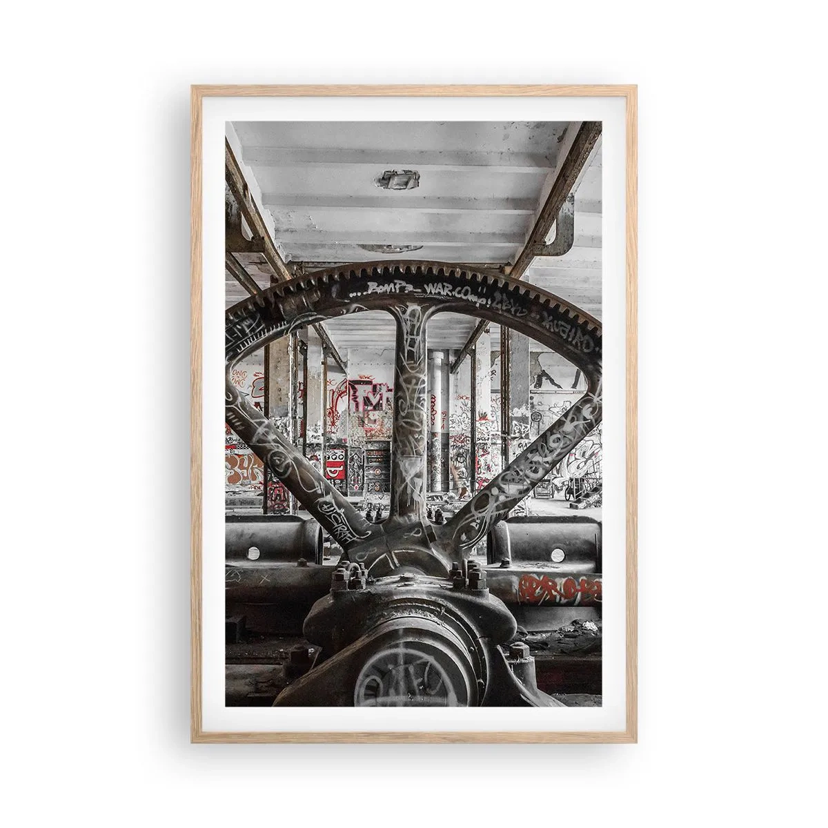 Poster in einem Rahmen aus heller Eiche - Das geheime Leben der Fabrik - 61x91 cm