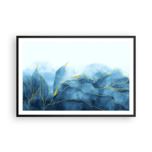 Poster in einem schwarzem Rahmen - Blau im Gold - 91x61 cm