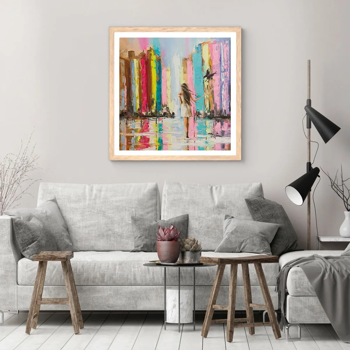 Poster in einem Rahmen aus heller Eiche - Folge mir - 40x40 cm