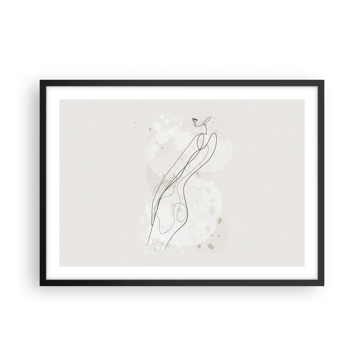 Poster in einem schwarzem Rahmen - Eine subtile Silhouettenskizze im minimalistischen Stil - 70x50cm - Der Blick schweift - Moderne Wanddekoration für Wohnzimmer und Schlafzimmer ARTTOR