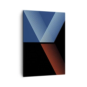 Bild auf Leinwand - Leinwandbild - Geometrische Linien in Rot- und Blautönen - 50x70cm - Eine einfache Geschichte - Moderne Wanddekoration für Wohnzimmer und Schlafzimmer ARTTOR