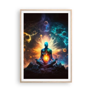 Poster in einem Rahmen aus heller Eiche - Kosmischer Frieden - 70x100 cm