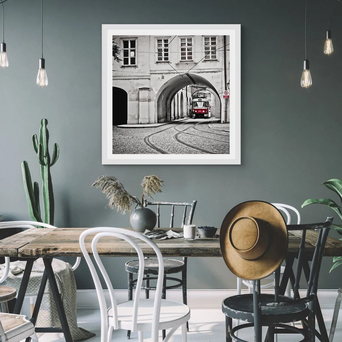 Poster in einem weißen Rahmen - Durch das Stadtlabyrinth - 30x30 cm