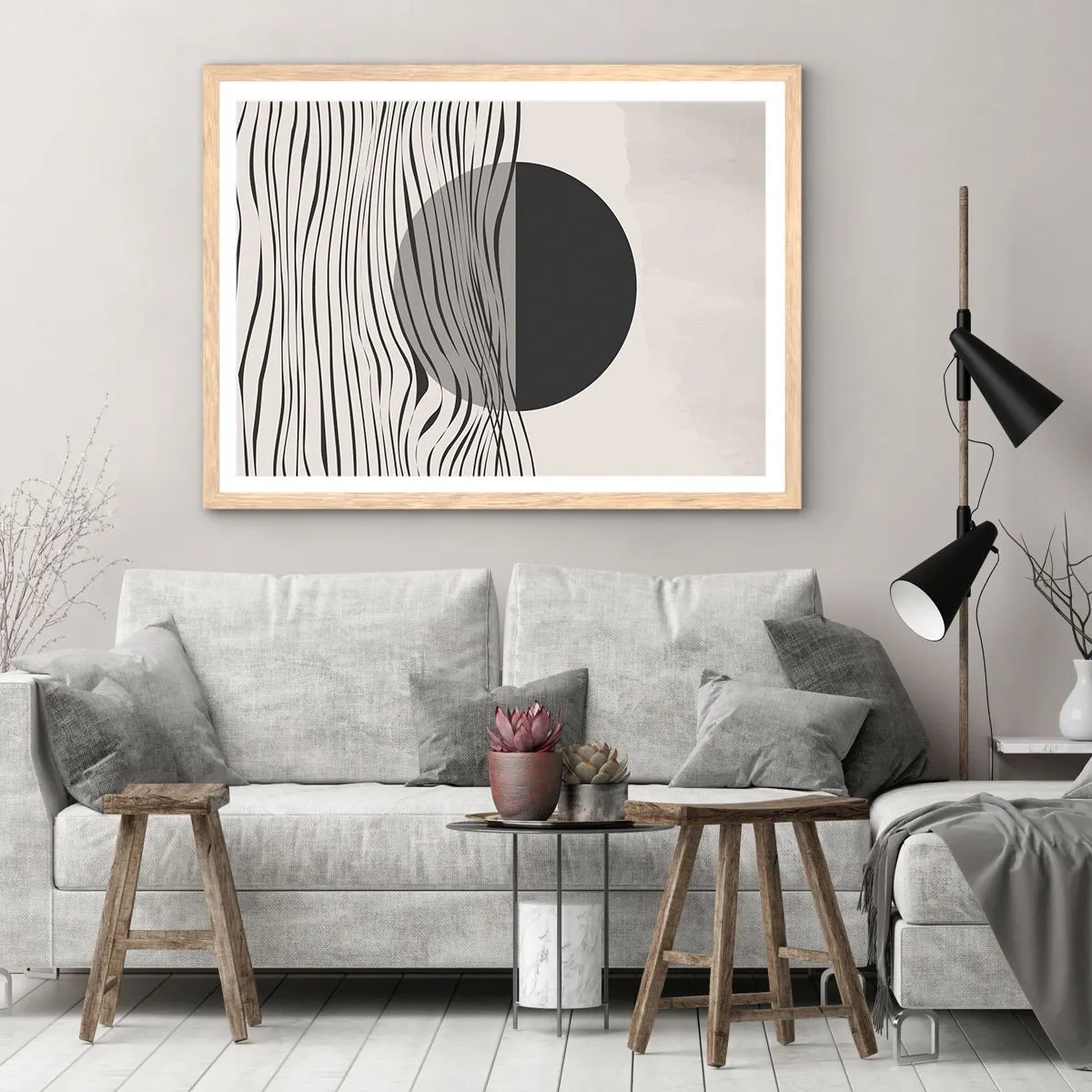 Poster in einem Rahmen aus heller Eiche - Halbe Komposition - 91x61 cm