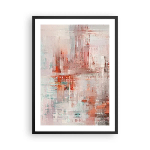 Poster in einem schwarzem Rahmen - Abstrakte Komposition in Rot- und Blautönen - 50x70cm - Dunstig. Aber rosa - Moderne Wanddekoration für Wohnzimmer und Schlafzimmer ARTTOR