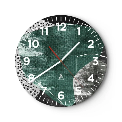 Wanduhr - Glasuhr - Bunte Abstraktion mit Blattgold - 30x30 cm