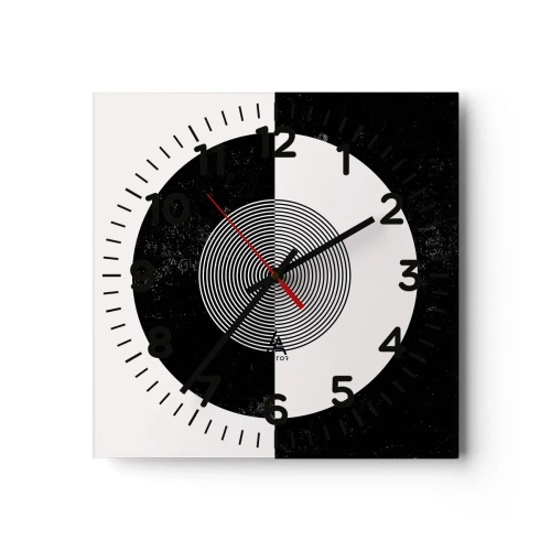 Wanduhr - Glasuhr - Harmonie in Schwarz und Weiß - 30x30 cm