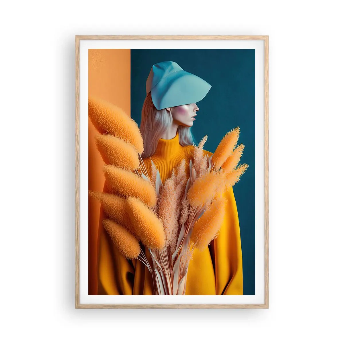 Poster in einem Rahmen aus heller Eiche - Flauschiges Porträt - 70x100 cm