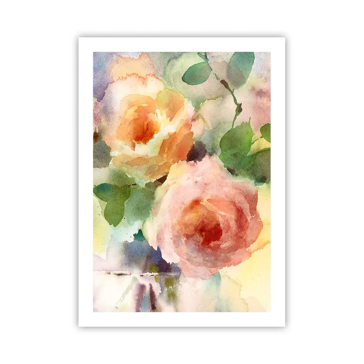Poster - Aquarellblumen in Pastellfarben - 50x70cm - Zart wie Aquarell - Moderne Wanddekoration für Wohnzimmer und Schlafzimmer ARTTOR