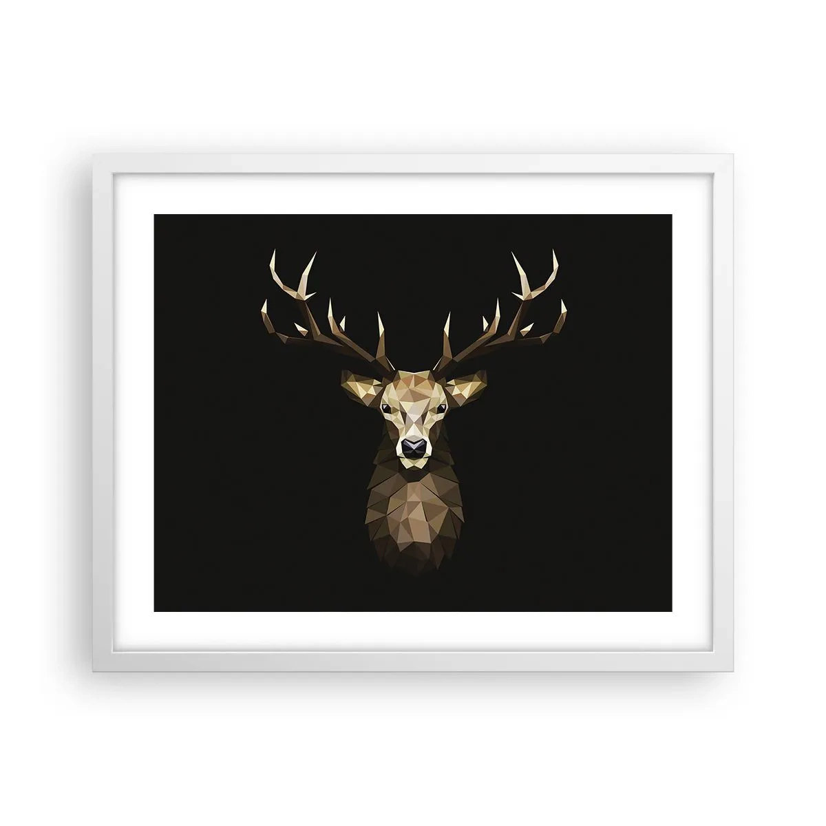 Poster in einem weißen Rahmen - Kubistischer Hirsch - 50x40 cm