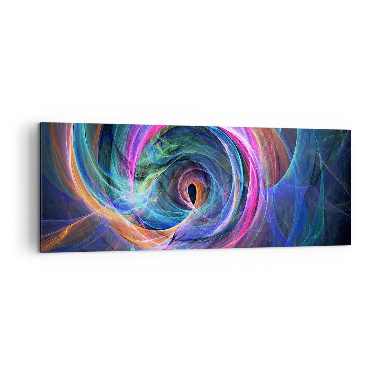 Bild auf Leinwand - Leinwandbild - Ein abstrakter Farbwirbel in Lila-, Rosa- und Blautönen. - 140x50cm - Wohin wirst du mich bringen? - Moderne Wanddekoration für Wohnzimmer und Schlafzimmer ARTTOR