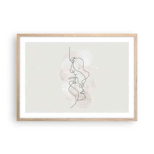 Poster in einem Rahmen aus heller Eiche - Verstrickt in eine Umarmung - 70x50 cm