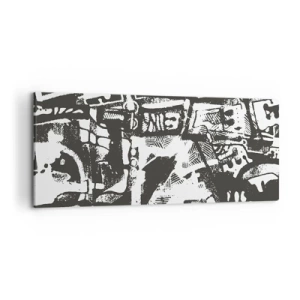 Bild auf Leinwand - Leinwandbild - Abstraktes monochromes Retro-Muster - 120x50cm - Ordnung oder Chaos? - Moderne Wanddekoration für Wohnzimmer und Schlafzimmer ARTTOR