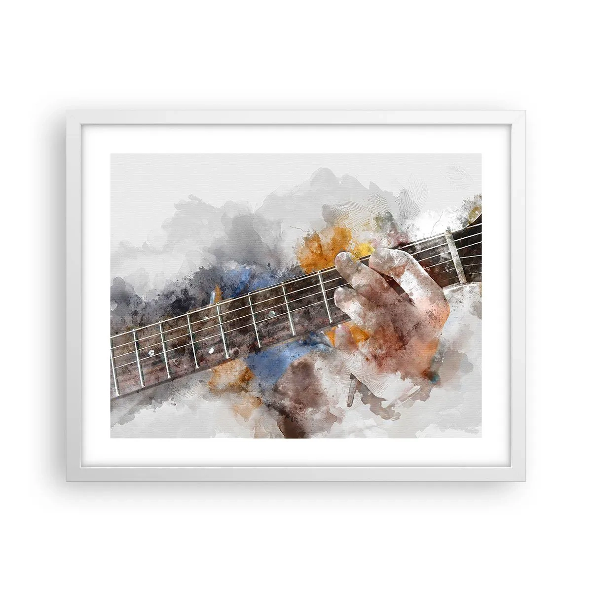 Poster in einem weißen Rahmen - Poesie zwischen den Saiten - 50x40 cm