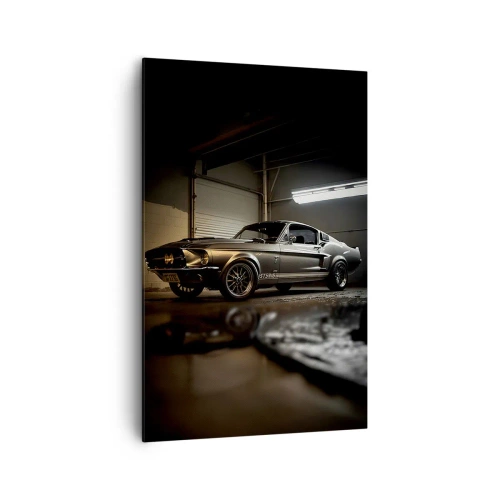 Bild auf Leinwand - Leinwandbild - Oldtimer in Retro-Garage - 80x120cm - Zurück in die Vergangenheit - Moderne Wanddekoration für Wohnzimmer und Schlafzimmer ARTTOR