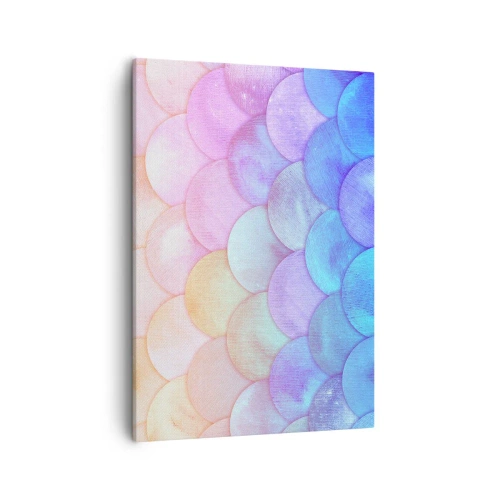 Bild auf Leinwand - Leinwandbild - Abstrakte Schuppen in Pastelltönen - 50x70cm - Perlenschuppe - Moderne Wanddekoration für Wohnzimmer und Schlafzimmer ARTTOR