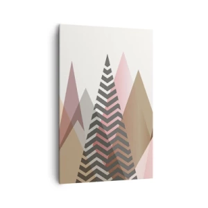 Bild auf Leinwand - Leinwandbild - Bunte geometrische Berge in Pastelltönen - 80x120cm - Pyramidale Aussicht - Moderne Wanddekoration für Wohnzimmer und Schlafzimmer ARTTOR