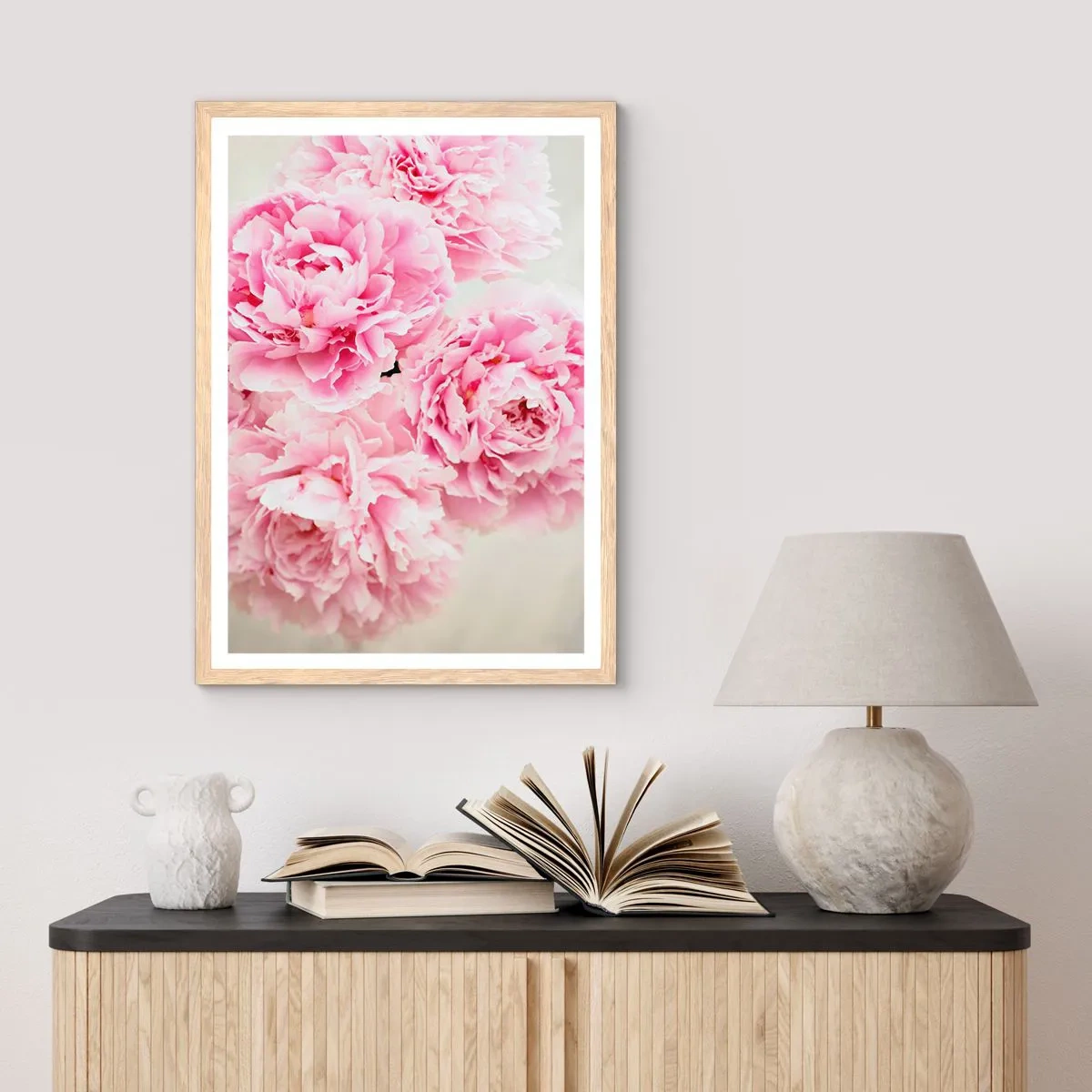 Poster in einem Rahmen aus heller Eiche - In rosa Glamour - 70x100 cm