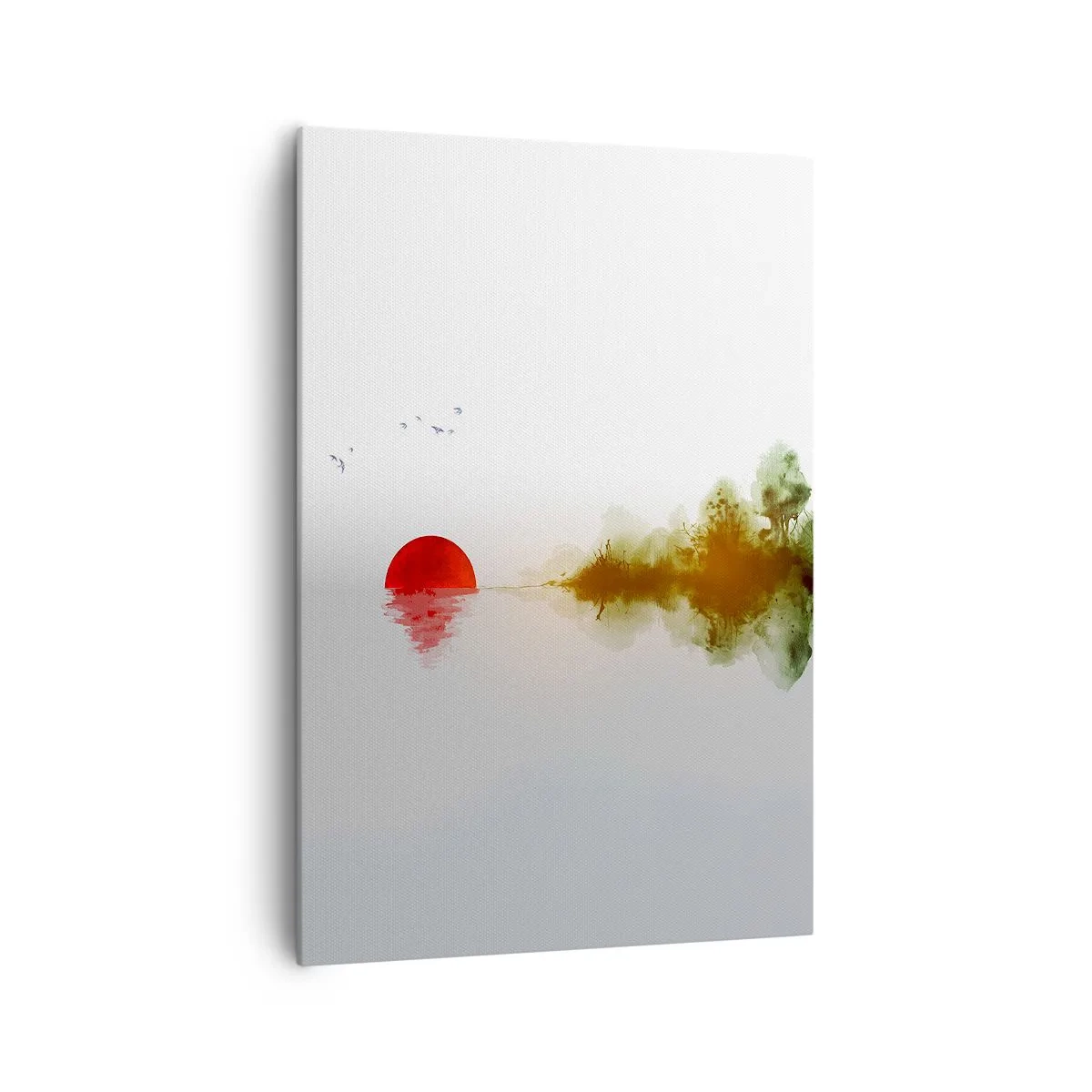 Bild auf Leinwand - Leinwandbild - Abstrakter Sonnenuntergang über einem See mit Reflexion - 70x100cm - Versprechen der Ruhe - Moderne Wanddekoration für Wohnzimmer und Schlafzimmer ARTTOR