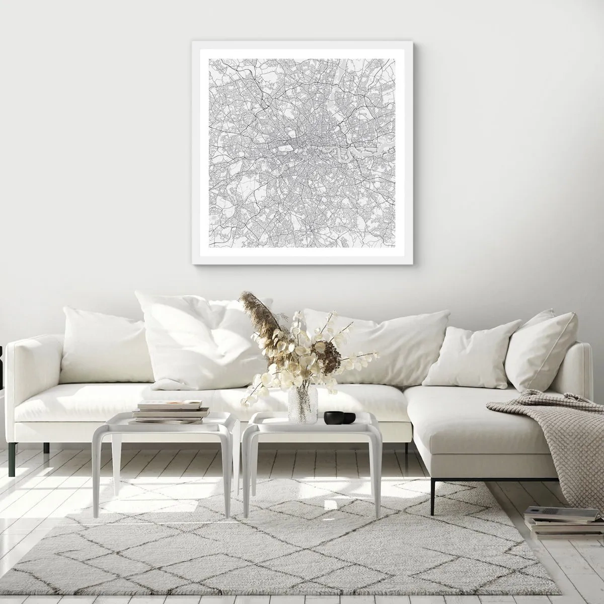 Poster in einem weißen Rahmen - Karte des Labyrinths von London - 60x60 cm