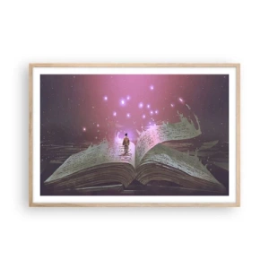 Poster in einem Rahmen aus heller Eiche - Einladung in eine andere Welt - lesen Sie! - 91x61 cm