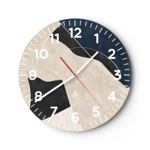 Wanduhr - Glasuhr - Abstrakte Komposition – Farbkontrast - 40x40 cm
