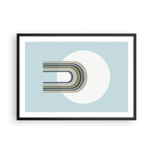 Poster in einem schwarzem Rahmen - Eine minimalistische Komposition mit einem Kreis und Linien auf pastellfarbenem Hintergrund. - 70x50cm - Unwiderstehliche Anziehungskraft - Moderne Wanddekoration für Wohnzimmer und Schlafzimmer ARTTOR
