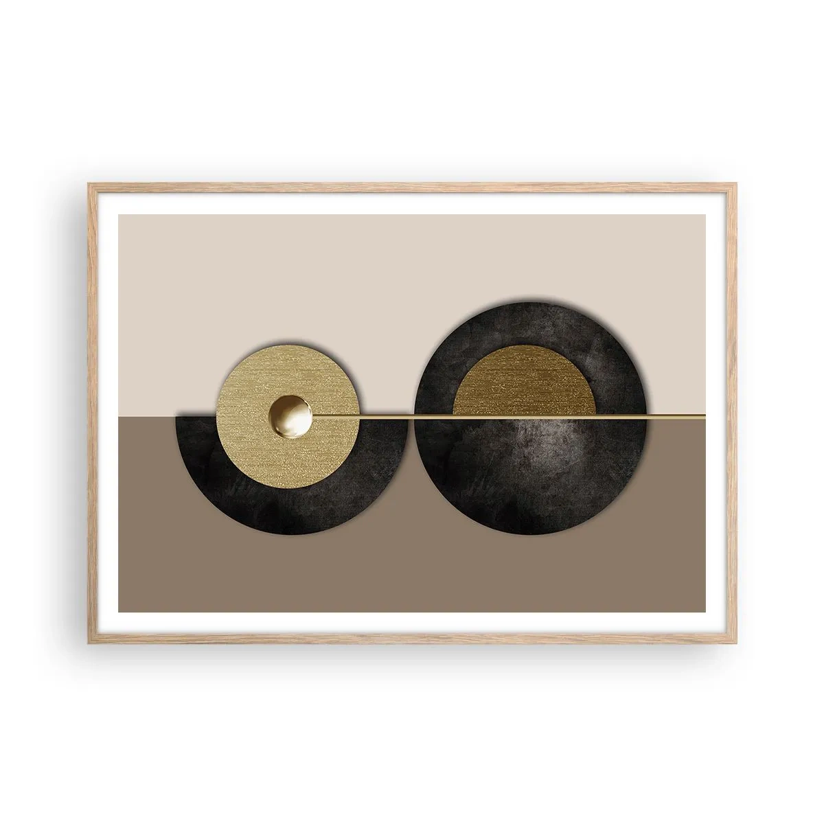 Poster in einem Rahmen aus heller Eiche - Variationen rund um den Kreis - 100x70 cm