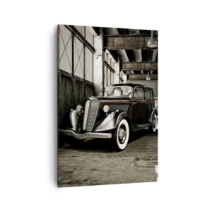 Bild auf Leinwand - Leinwandbild - Stilvolles Retro-Auto in einem Rohlager - 70x100cm - Die ewige Eleganz der 1930er Jahre - Moderne Wanddekoration für Wohnzimmer und Schlafzimmer ARTTOR