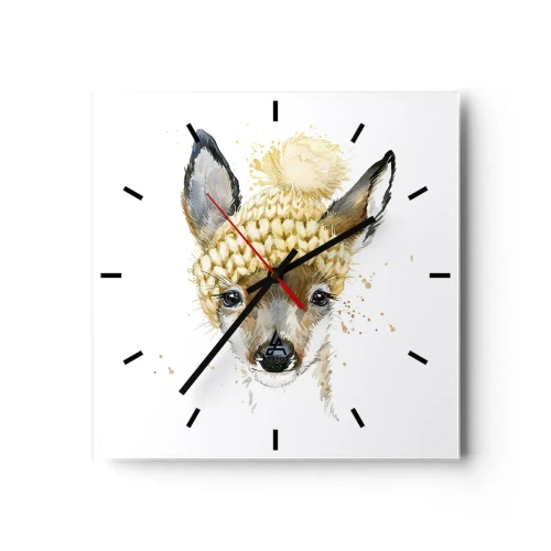 Wanduhr - Glasuhr - Für den Winter im verschneiten Wald - 40x40 cm