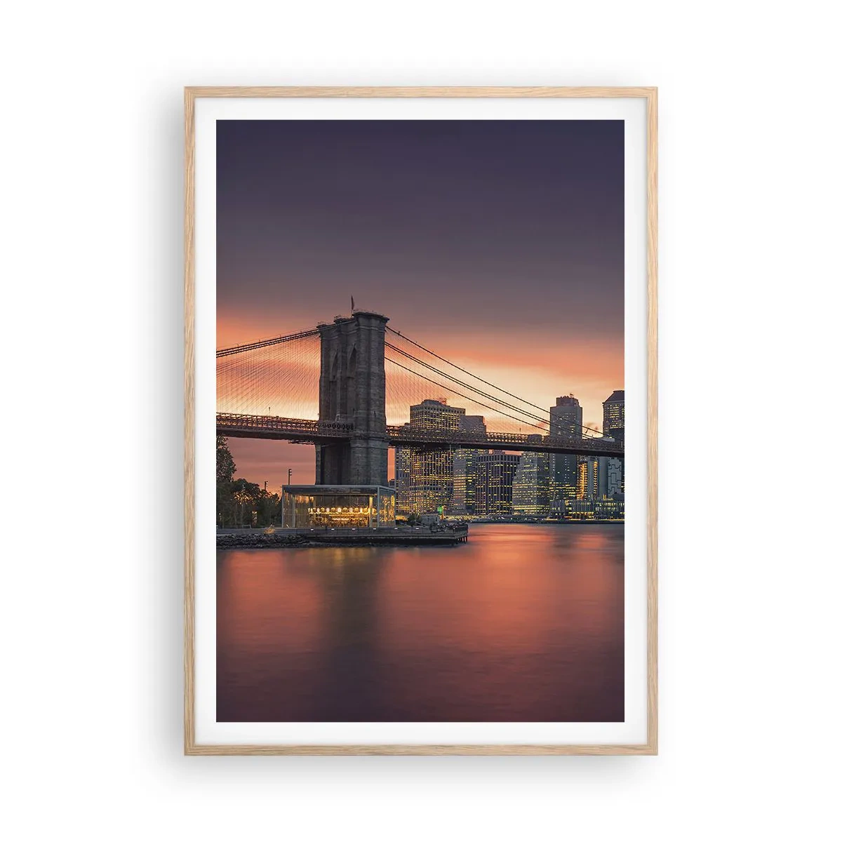 Poster in einem Rahmen aus heller Eiche - Eingetaucht in lila Stille - 70x100 cm