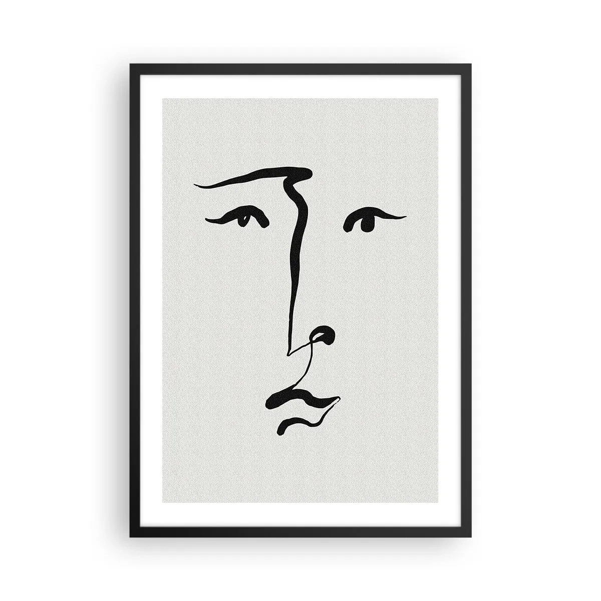 Poster in einem schwarzem Rahmen - Minimalistische Gesichtsillustration in einem Pinselstrich - 50x70cm - Porträt mit einer Zeile - Moderne Wanddekoration für Wohnzimmer und Schlafzimmer ARTTOR
