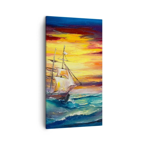 Bild auf Leinwand - Leinwandbild - Tapfer unter den Wellen - 45x80 cm