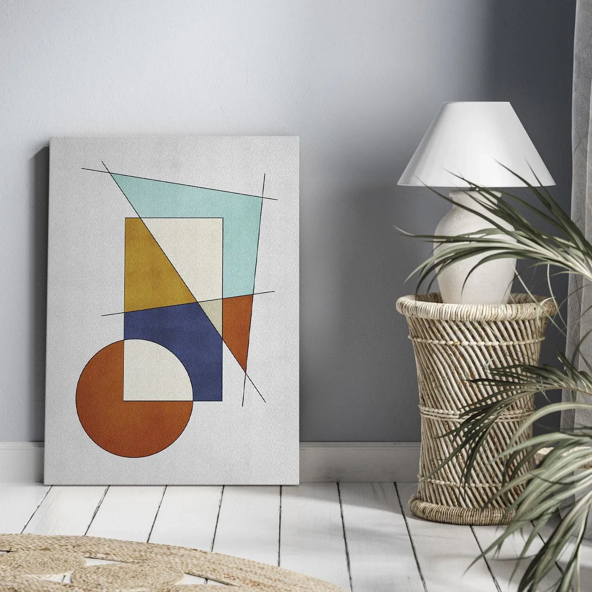Bild auf Leinwand - Leinwandbild - Eine modernistische Komposition aus geometrischen Formen und Farben - 50x70cm - Abstraktion: modernistisches Spiel - Moderne Wanddekoration für Wohnzimmer und Schlafzimmer ARTTOR
