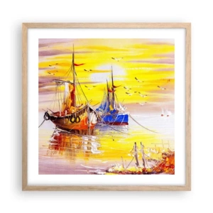 Poster in einem Rahmen aus heller Eiche - Eine wohlverdiente Pause im Hafen - 50x50 cm