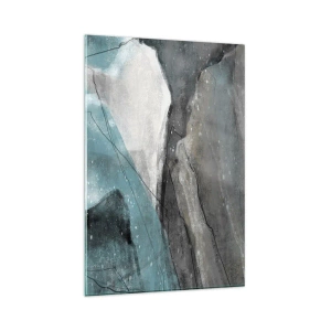Glasbild - Bild auf glas - Abstrakte Komposition in Grau- und Blautönen - 80x120cm - Abstraktion: Felsen und Eis - Moderne Wanddekoration für Wohnzimmer und Schlafzimmer ARTTOR
