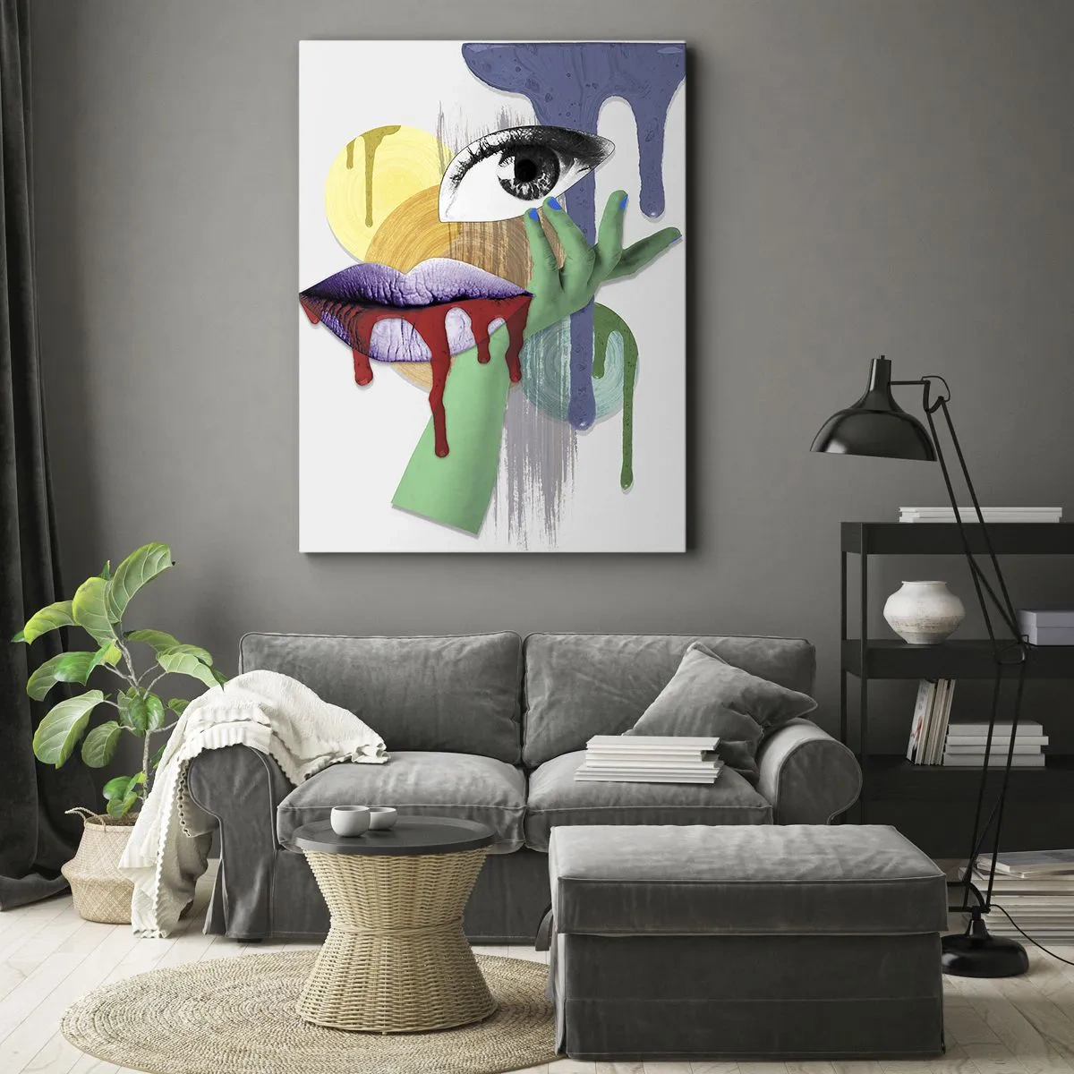 Bild auf Leinwand - Leinwandbild - Dekonstruiertes Porträt mit abstrakten Elementen - 80x120cm - Ein dekonstruiertes Porträt - Moderne Wanddekoration für Wohnzimmer und Schlafzimmer ARTTOR