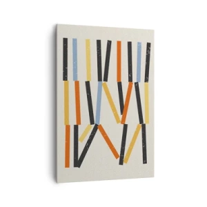 Bild auf Leinwand - Leinwandbild - Abstrakte Komposition mit farbigen und schwarzen Rechtecken in horizontaler Anordnung - 70x100cm - Komposition auf der Ebene - Moderne Wanddekoration für Wohnzimmer und Schlafzimmer ARTTOR