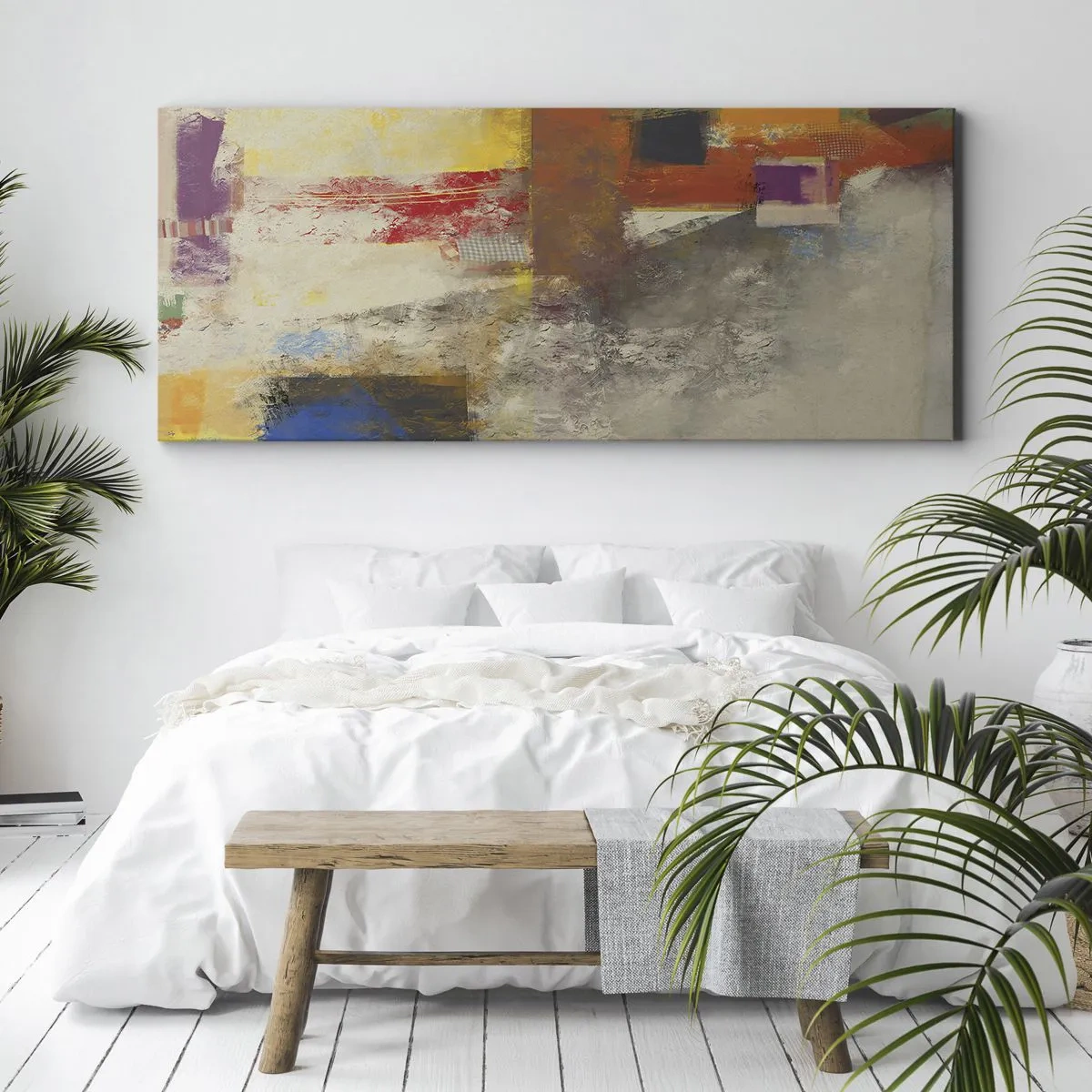 Bild auf Leinwand - Leinwandbild - Geometrie der Farben - 100x40 cm