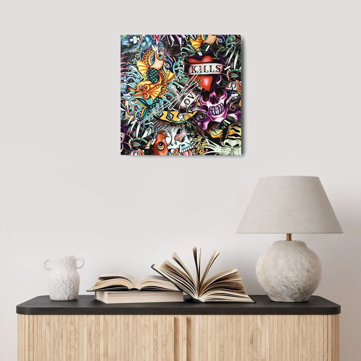 Wanduhr - Glasuhr - Der Traum des Tätowierers - 40x40 cm