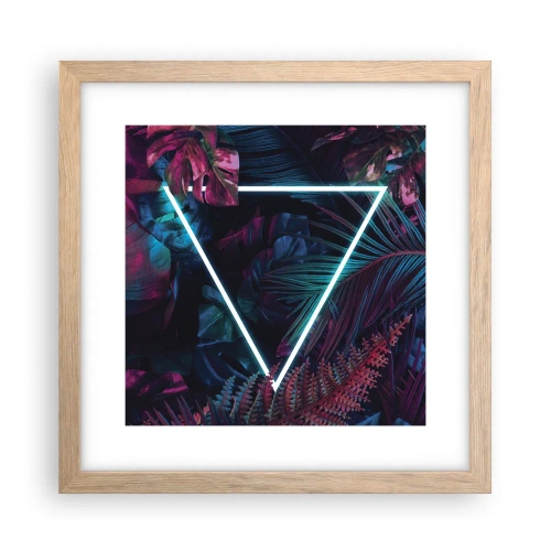 Poster in einem Rahmen aus heller Eiche - Garten im Disco-Stil - 30x30 cm